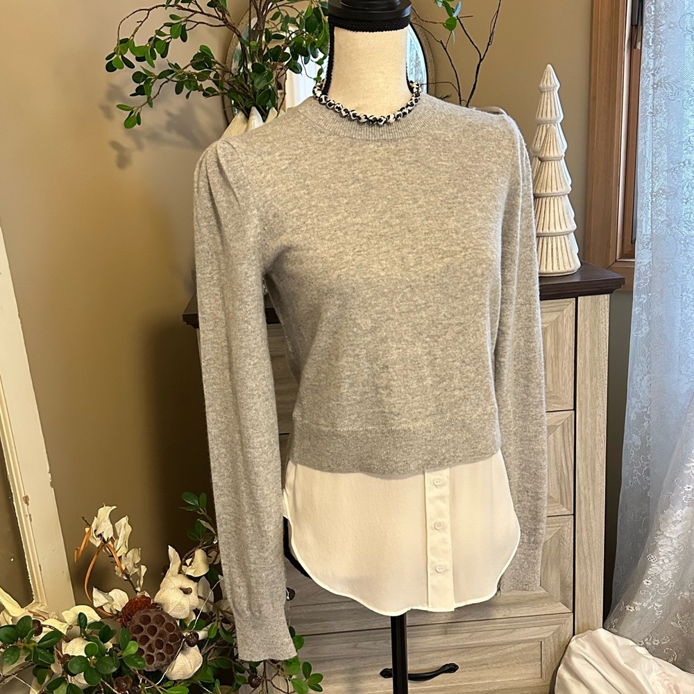 NWT | Veronica Beard ‘Jensen’ Puff Sleeve Cashmere Sweater w/ Blouse Bottom - Picture 4 of 11